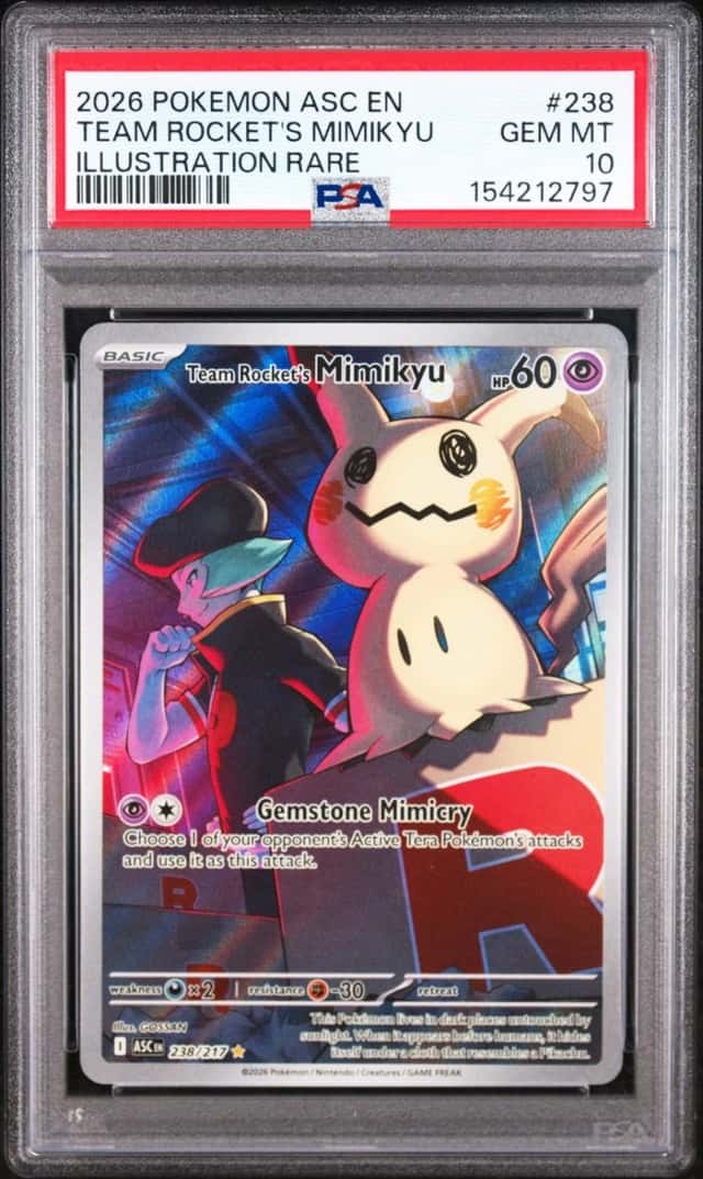 2026 POKEMON ASCENDED HEROES ILLUSTRATION RARE #238 TEAM ROCKET'S MIMIKYU PSA 10