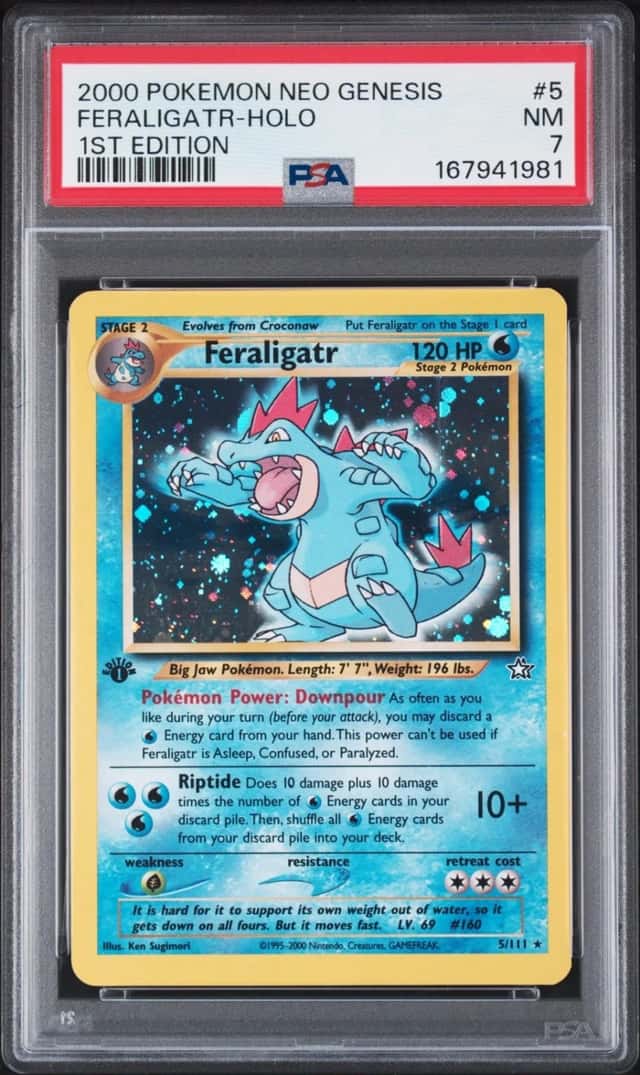 2000 POKEMON NEO GENESIS 1ST EDITION #5 FERALIGATR-HOLO PSA 7