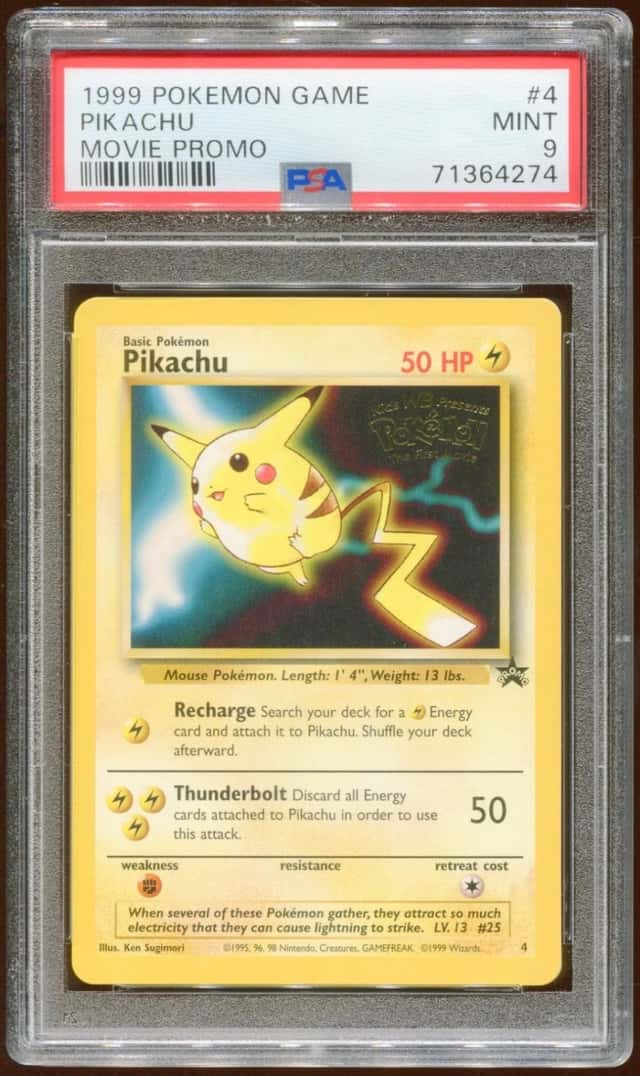 1999 POKEMON MOVIE PROMO PIKACHU #4 NON-HOLO RARE WOTC STAMPED PSA 9 B E8