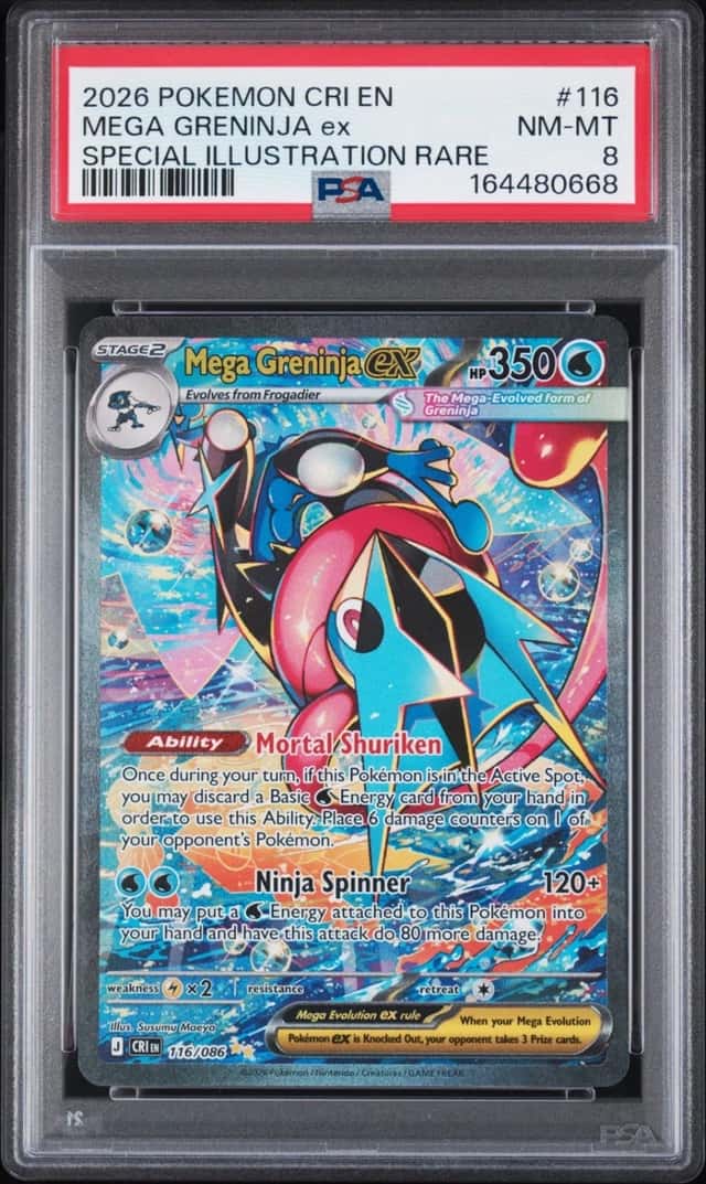 2026 POKEMON CHAOS RISING SPECIAL ILLUSTRATION RARE #116 MEGA GRENINJA EX PSA 8