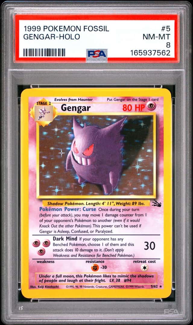 POKEMON GENGAR 1999 FOSSIL #5 HOLO PSA 8