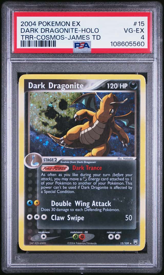 2004 Pokemon EX Dark Dragonite holo Trr Cosmos James Td Psa 4