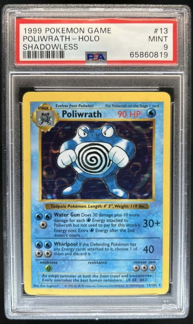 1999 Pokemon Shadowless Poliwrath Holo #13/102 PSA 9