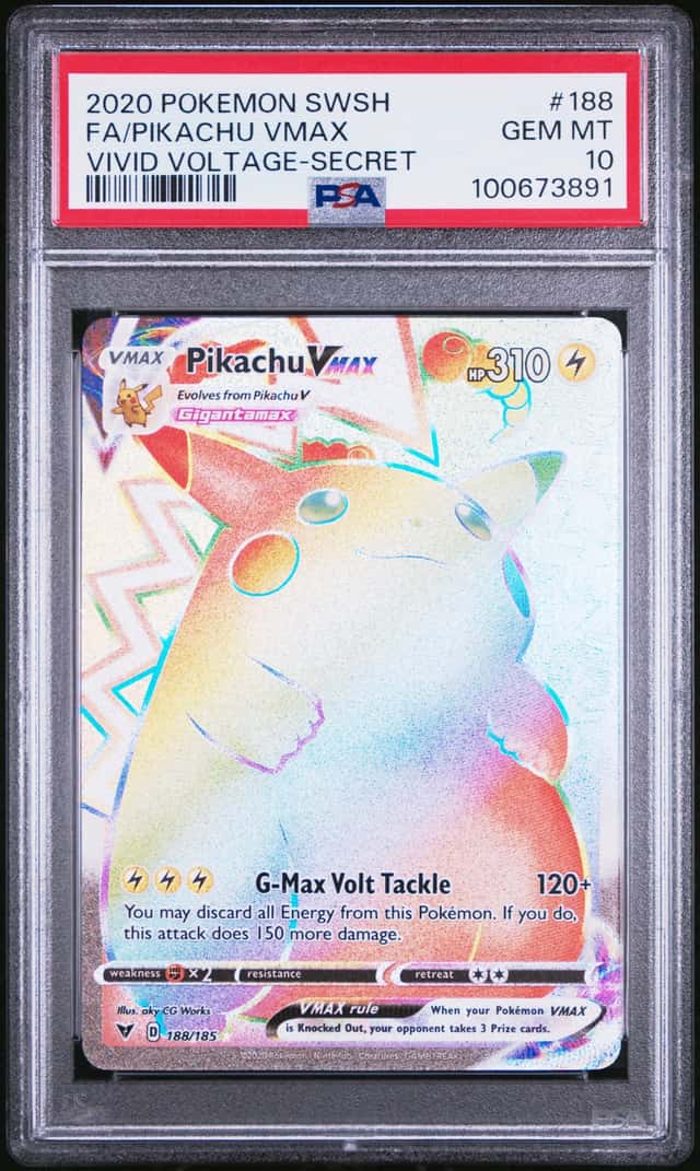 POKEMON PIKACHU VMAX 2020 SWORD & SHIELD VIVID VOLTAGE #188 SECRET FA PSA 10