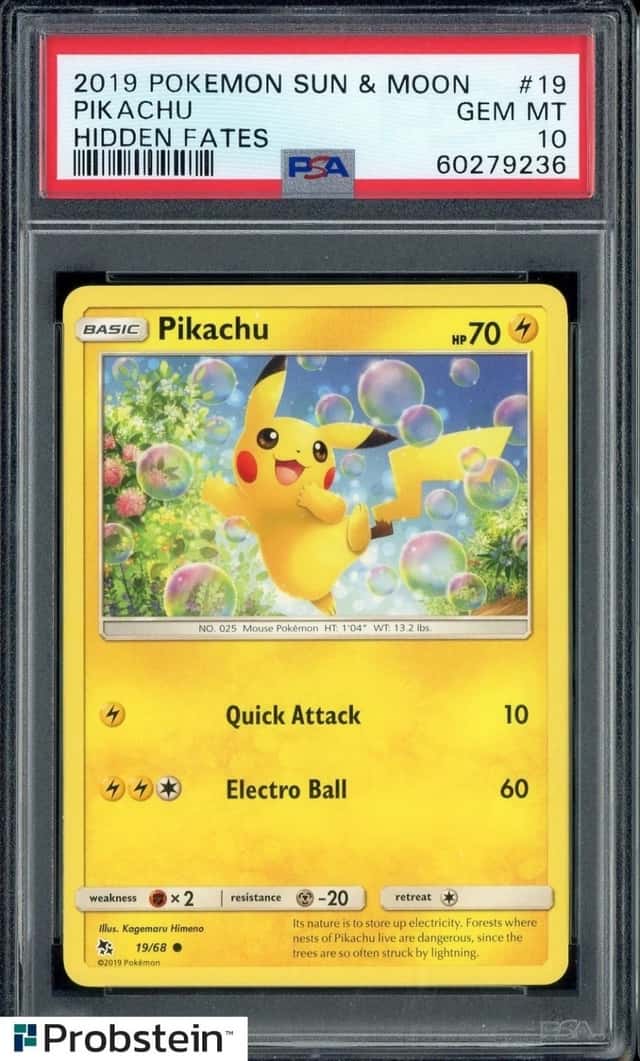 2019 Pokemon Sun & Moon Hidden Fates #19 Pikachu PSA 10 GEM MINT