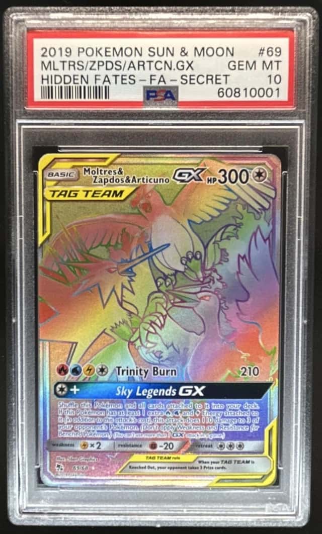 2019 Pokemon SM Hidden Fates Moltres & Zapdos ArticunoTag Team #69/68 PSA 10
