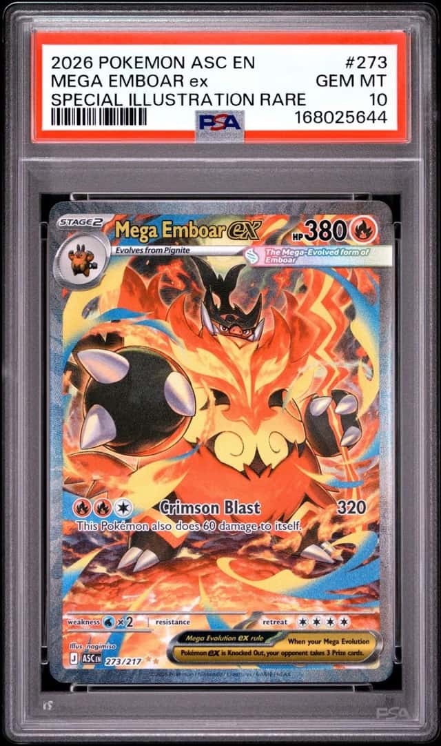 2026 POKEMON ASC EN-SPECIAL ILLUSTRATION RARE #273 MEGA EMBOAR EX PSA 10
