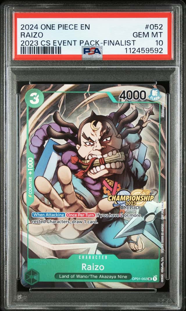 2024 One Piece EN 2023 CS Event Pack Finalist #052 Raizo PSA 10 GEM MINT