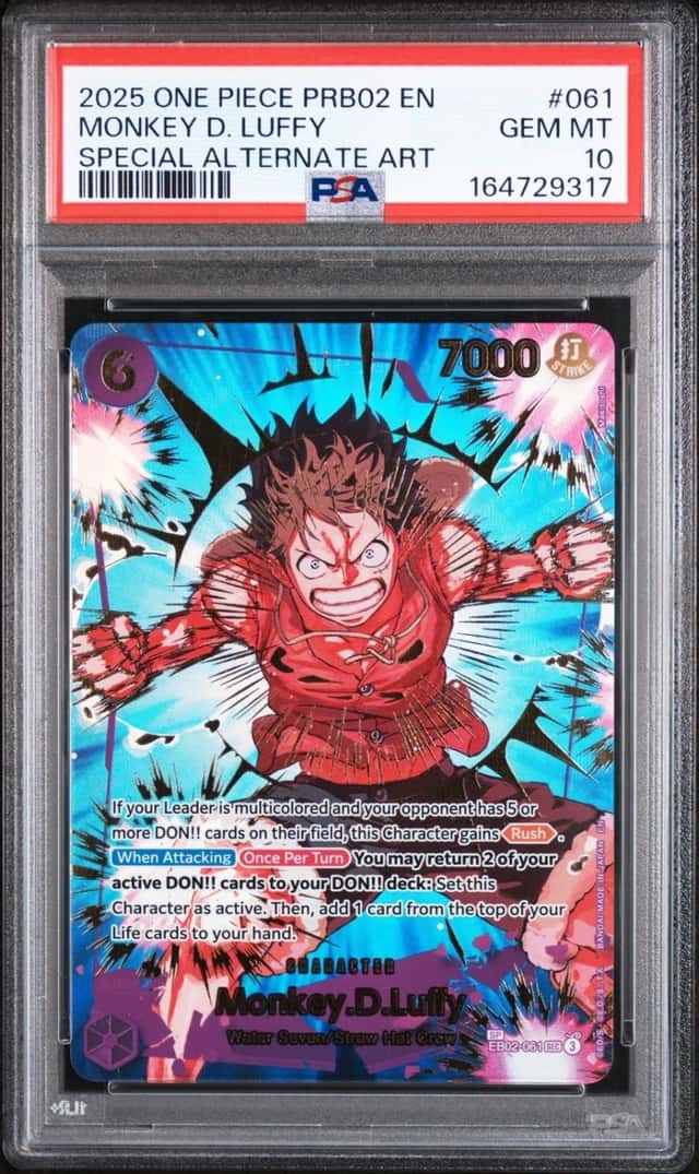 2025 ONE PIECE PREMIUM BOOSTER SPECIAL ALTERNATE ART #061 MONKEY D. LUFFY PSA 10