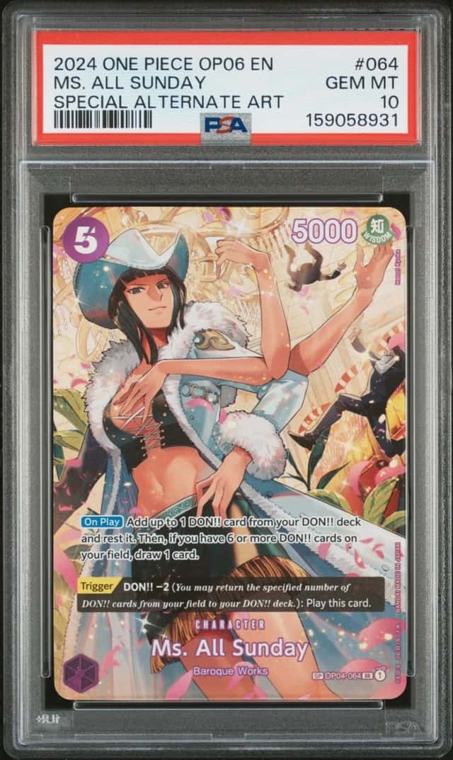 2024 ONE PIECE OP06-WINGS OF THE CAPTAIN SPECIAL ALT ART MS. ALL SUNDAY PSA 10