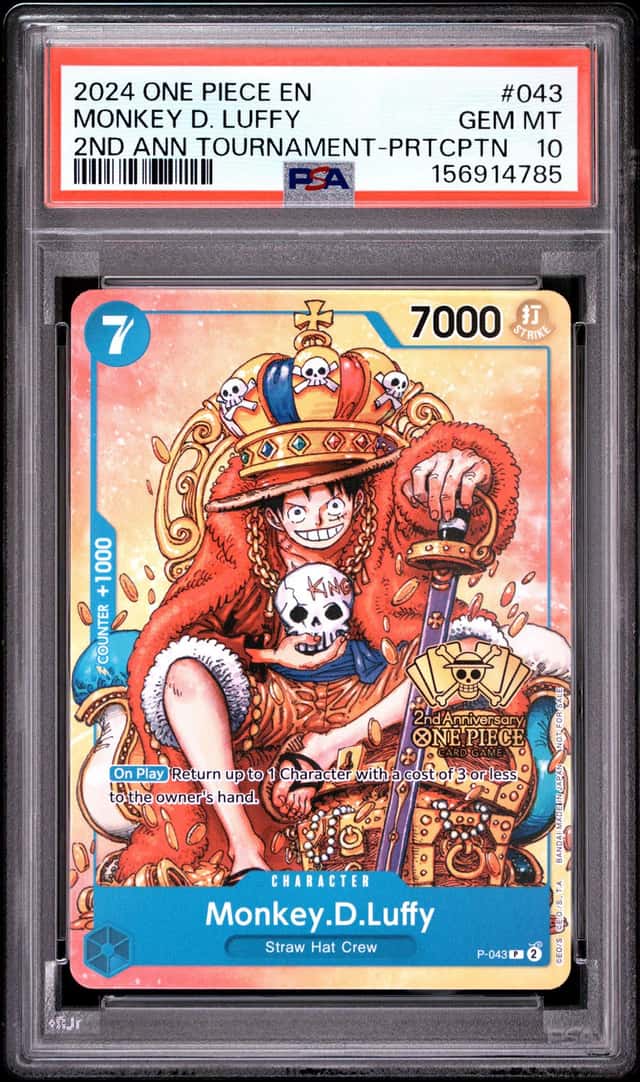 2024 ONE PIECE 2ND ANNIVERSARY TOURNAMENT #043 MONKEY D. LUFFY PSA 10