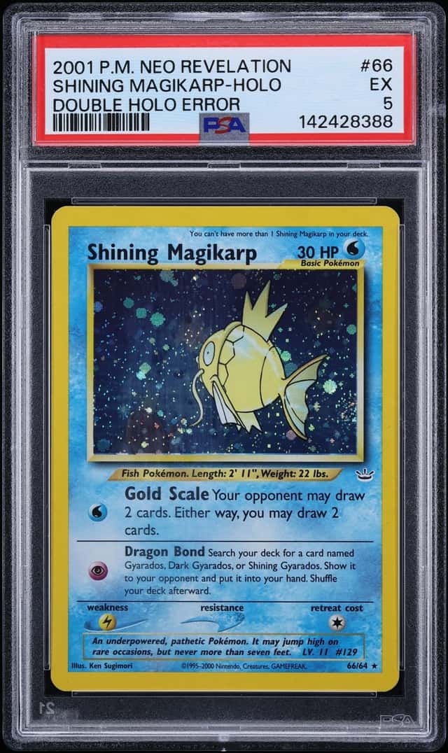 2001 Pokemon Neo Revelation Double Holo Error Shining Magikarp #66 PSA 5 EX
