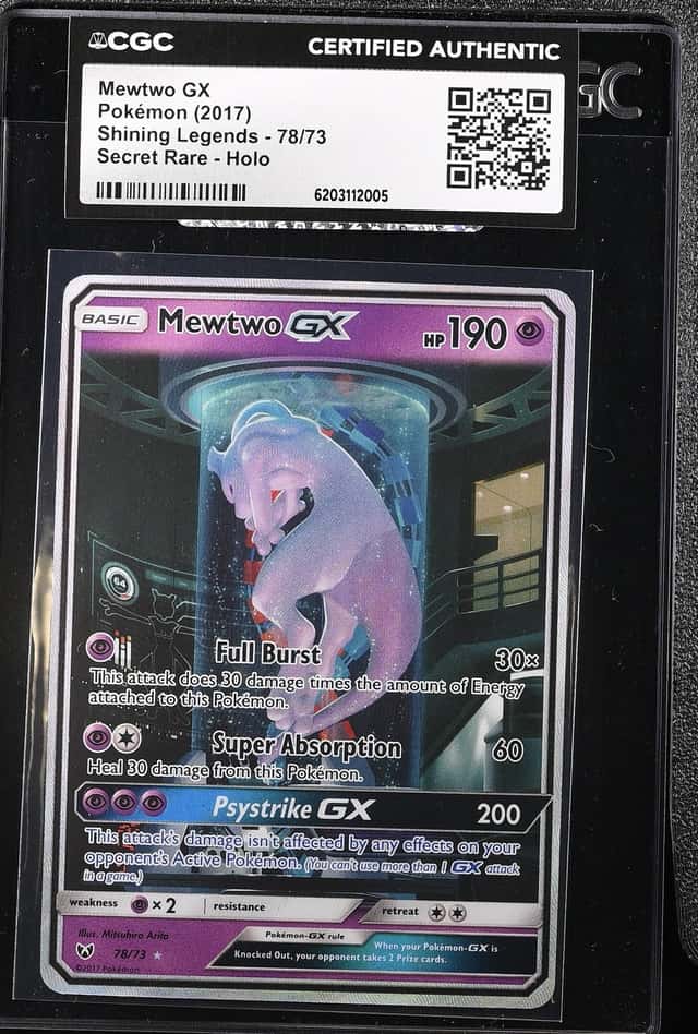 2017 Pokemon Sun & Moon Shining Legends Full Art Mewtwo GX #78 CGC AUTH