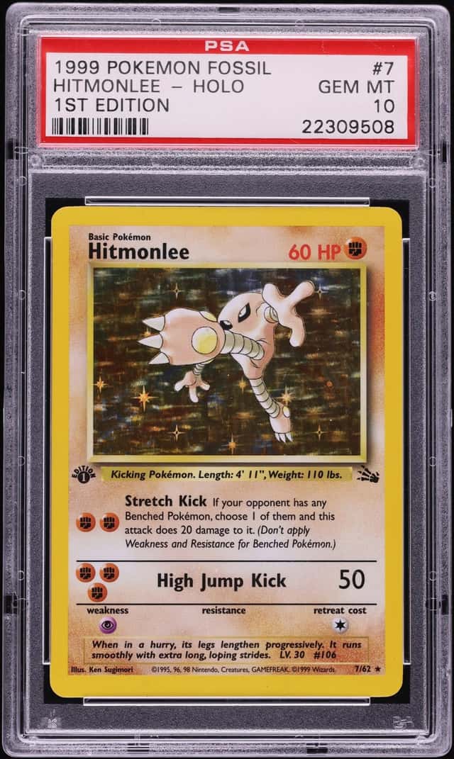 1999 Pokemon Fossil 1st Edition Holo Hitmonlee #7 PSA 10 GEM MINT