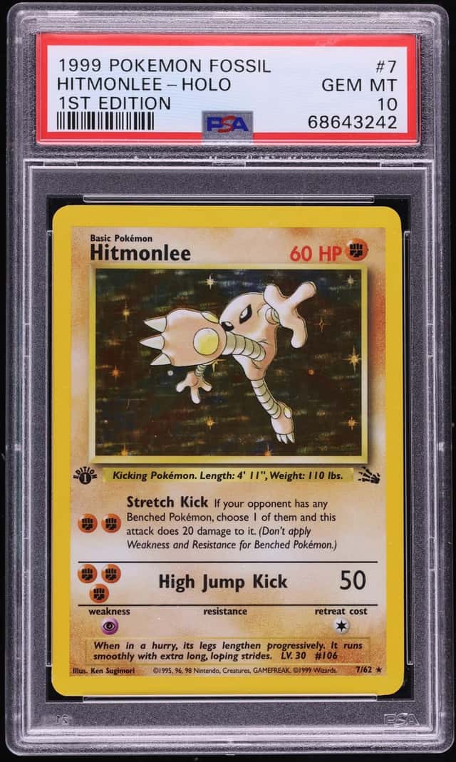 1999 Pokemon Fossil 1st Edition Holo Hitmonlee #7 PSA 10 GEM MINT
