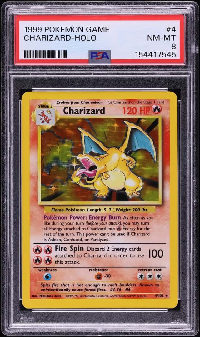 1999 Pokemon Base Set Holo Charizard #4 PSA 8 NM-MT
