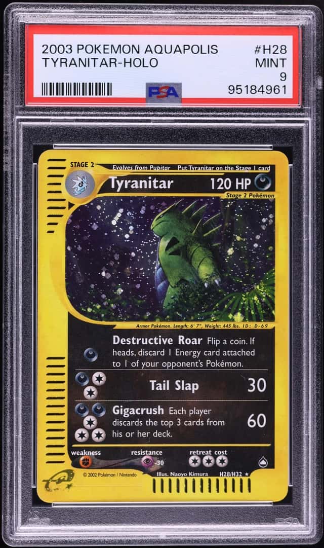 2003 Pokemon Aquapolis Holo Tyranitar #H28 PSA 9 MINT