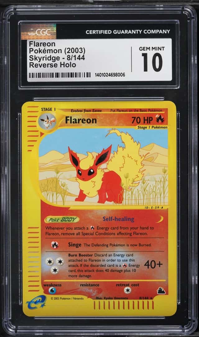 2003 Pokemon Skyridge Reverse Holo Flareon #8 CGC 10 GEM MINT