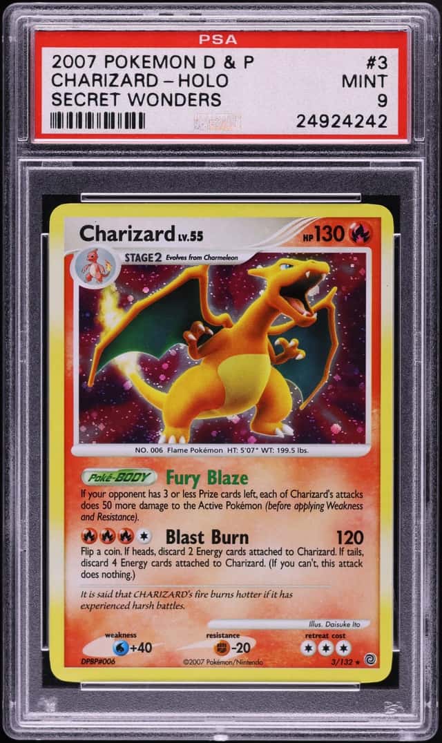 2007 Pokemon Diamond & Pearl Secret Wonders Holo Charizard #3 PSA 9 MINT