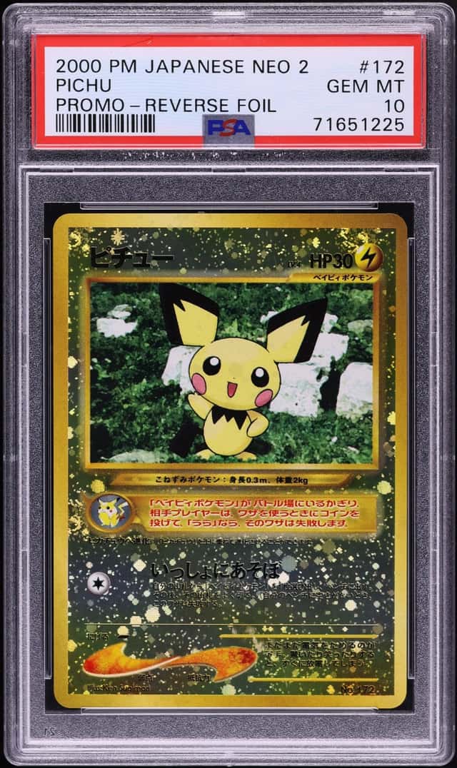 2000 Pokemon Japanese Neo 2 Promo Reverse Holo Pichu #172 PSA 10 GEM MINT