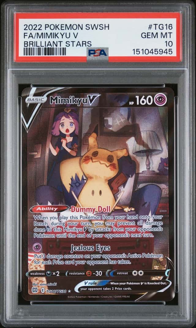 2022 Pokemon SWSH Brilliant Stars #TG16 FA Mimikyu V PSA 10 GEM MINT
