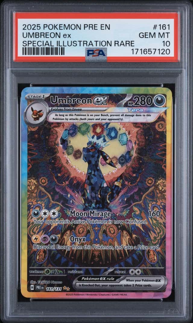 UMBREON EX PSA 10 2025 POKEMON PRE EN #161/131 SPECIAL ILLUSTRATION RARE SIR 120