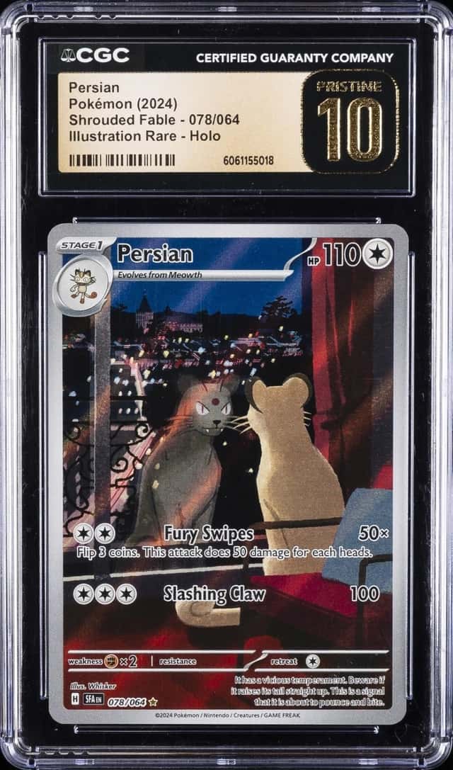 2024 POKEMON SHROUDED FABLE ILLUSTRATION RARE HOLO #078 PERSIAN CGC 10 PRISTINE