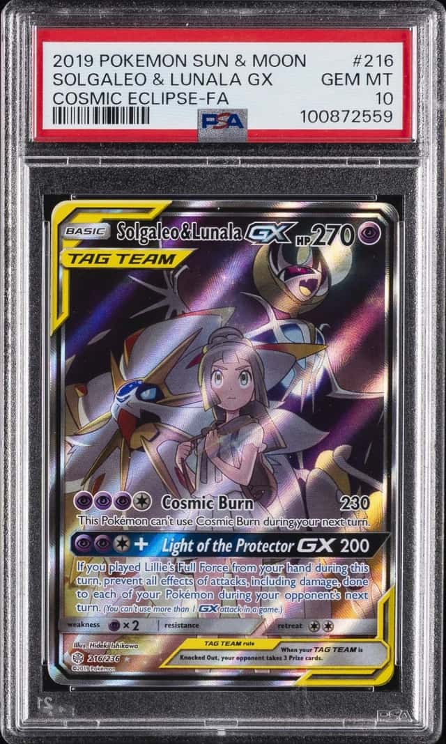 Pokemon Solgaleo & Lunala Gx Cosmic Eclipse Full Art 216/236 PSA 10 Gem Mint