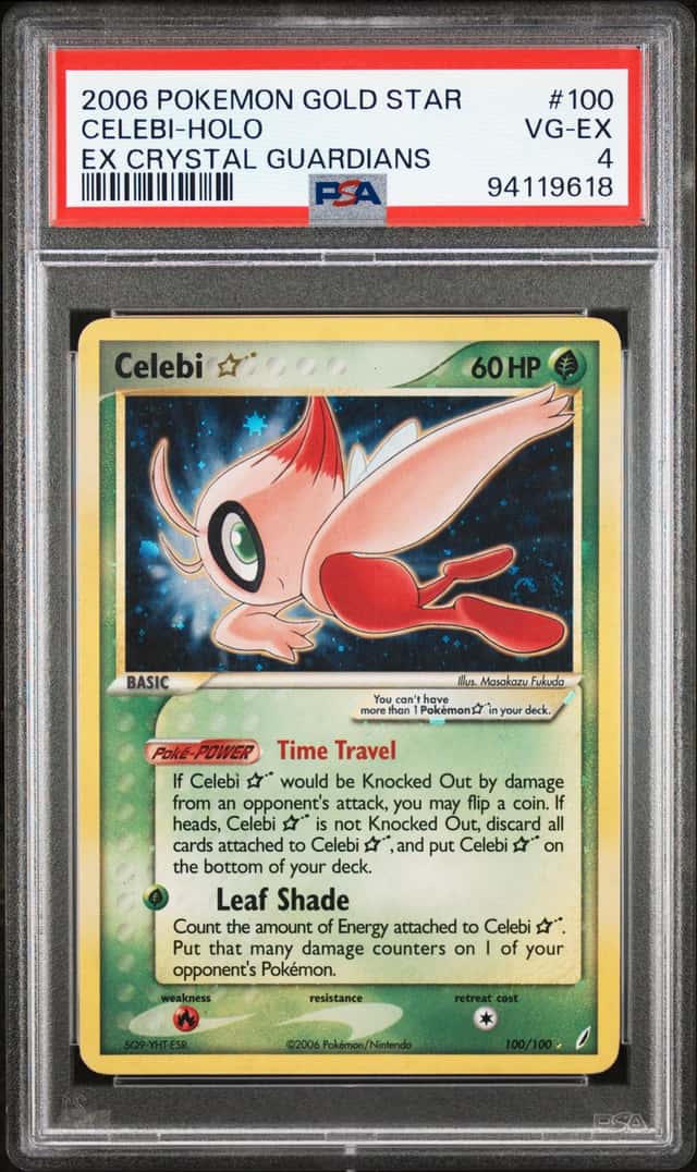Pokemon 2006 Celebi Gold Star 100/100 EX Crystal Guardians PSA 4 Holo Swirl!