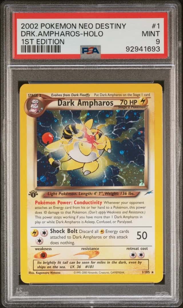 Pokemon Dark Ampharos Holo Neo Destiny 1/105 1st Edition PSA 9 Mint