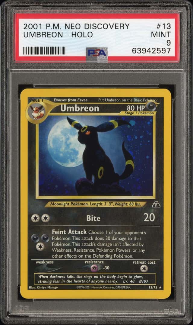 Pokemon Umbreon Holo Neo Discovery Unlimited 13/75 PSA 9 Mint