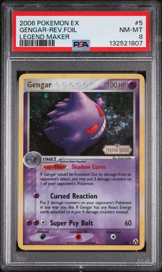 Pokemon Gengar Reverse Holo EX Legend Maker 5/92 PSA 8