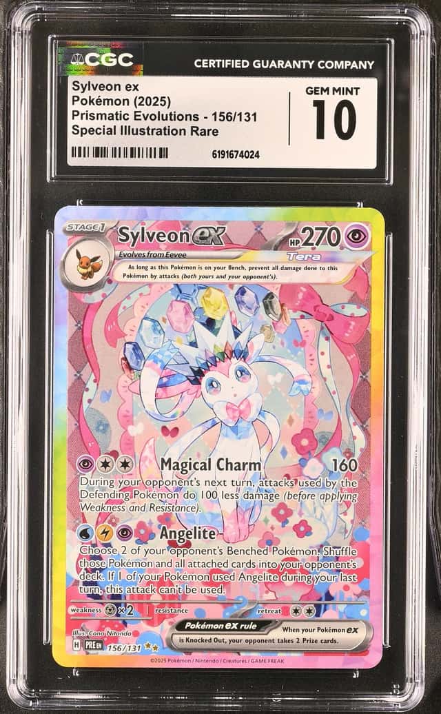 2025 POKEMON PRISMATIC EVOLUTIONS #156/131 SYLVEON EX SIR CGC 10
