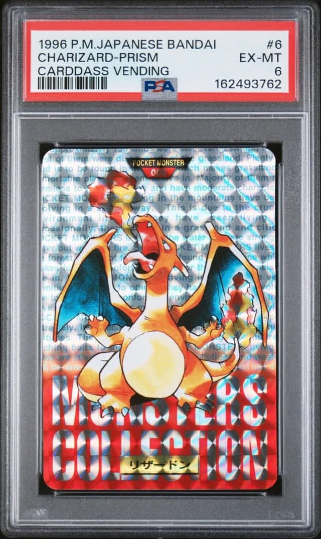 1996 POKEMON JAPANESE BANDAI CARDDASS VENDING #6 CHARIZARD-PRISM PSA 6