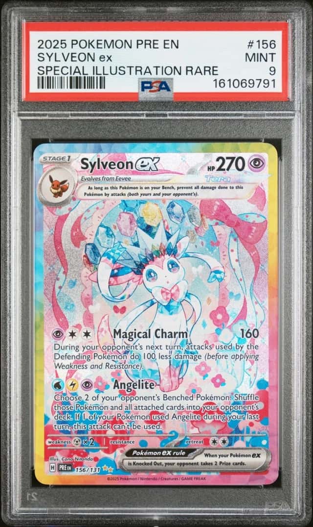 2025 POKEMON PRISMATIC EVOLUTIONS SPECIAL ILLUSTRATION RARE SYLVEON EX PSA 9
