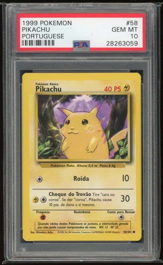 1999 Pokémon Portuguese Pikachu Unlimited #58 PSA 10 Pop 19