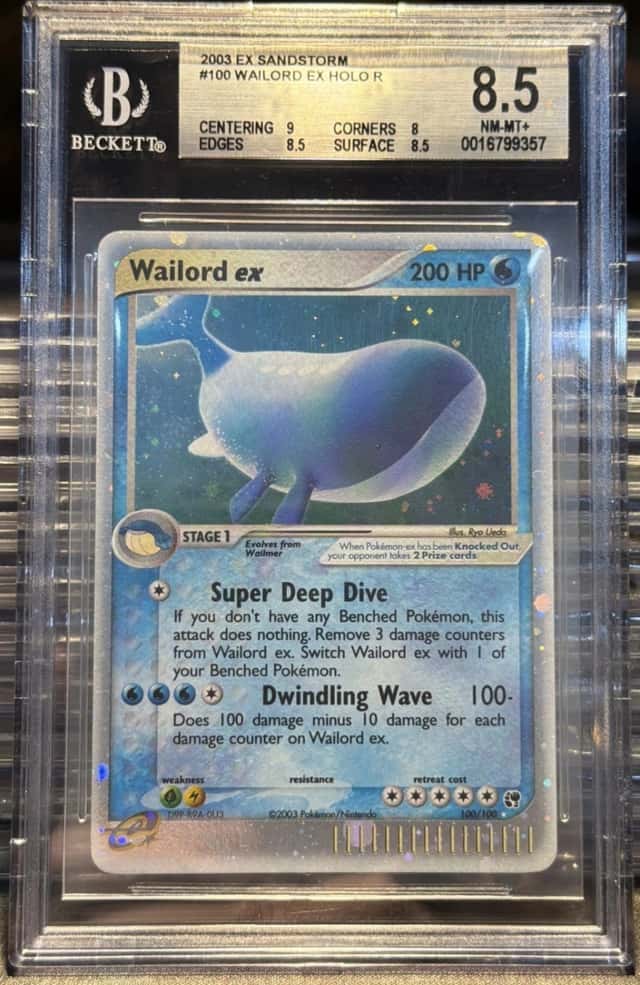 2003 Pokemon Wailord ex 100/100 EX Sandstorm Holo Rare BGS 8.5 NM-MT+