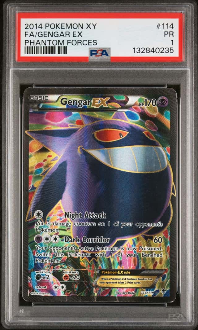 Pokémon TCG Gengar EX 2014 114/119 Phantom Forces PSA 1 Graded