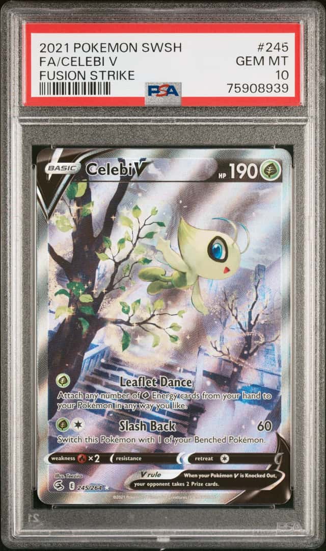 CELEBI V PSA 10 2021 POKEMON SWORD & SHIELD FUSION STRIKE #245/264 FULL ART 8939