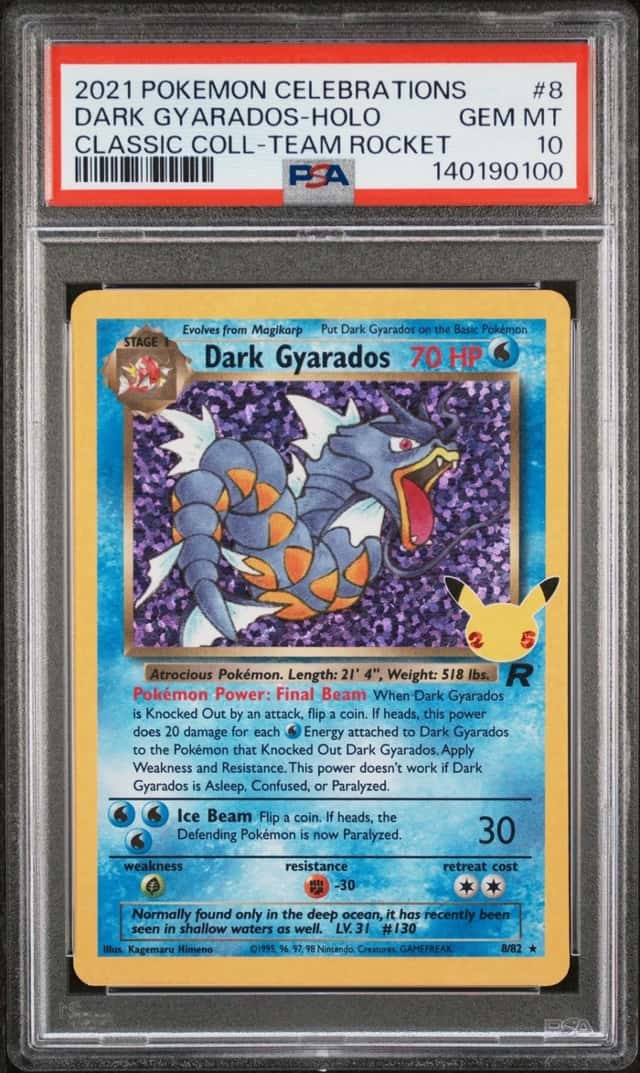 2021 POKEMON CELEBRATIONS CLASSIC COLLECTION #8 DARK GYARADOS-HOLO PSA 10