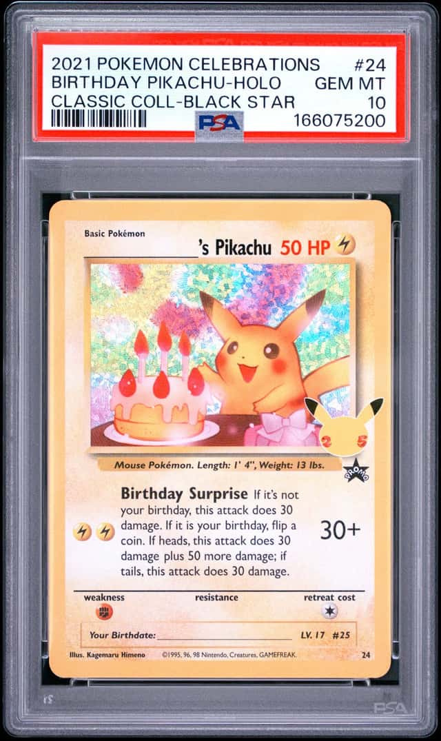 2021 POKEMON CELEBRATIONS CLASSIC COLLECTION #24 BIRTHDAY PIKACHU-HOLO PSA 10
