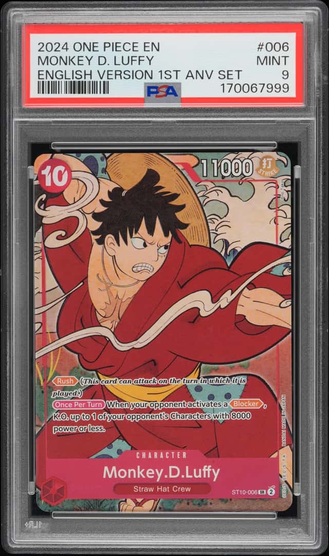 2024 ONE PIECE ENGLISH VERSION 1ST ANNIVERSARY SET #006 MONKEY D. LUFFY PSA 9