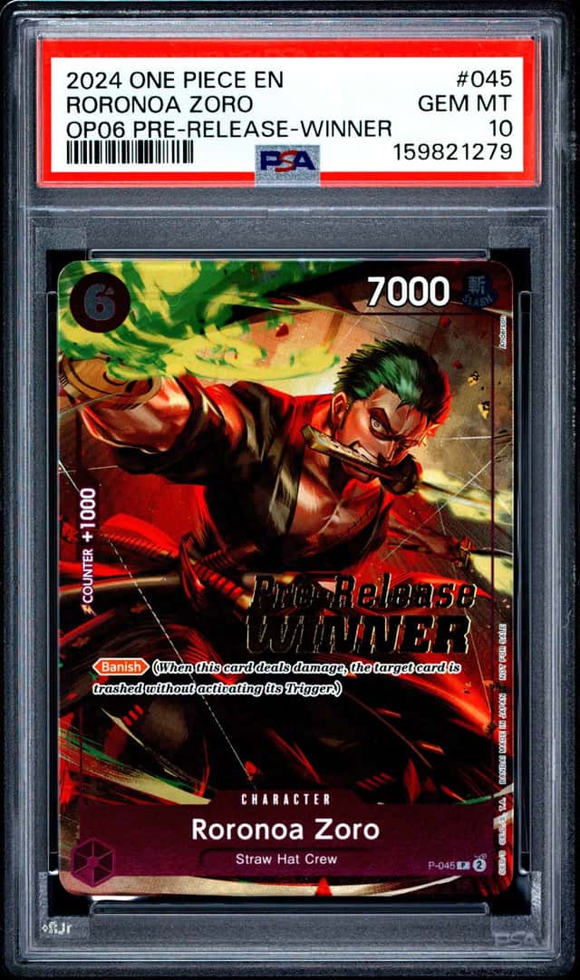 2024 One Piece EN OP06 Pre-Release Winner #045 Roronoa Zoro PSA 10 GEM MINT