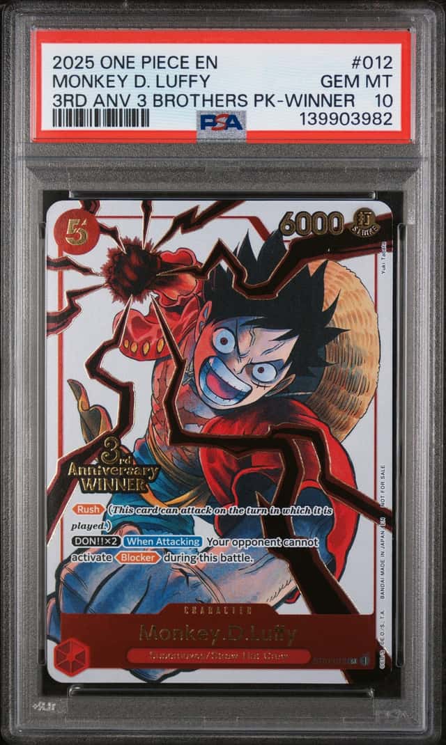 2025 One Piece Monkey. D. Luffy 3rd Anv Event Winner Prize Promo ST01-012 PSA 10
