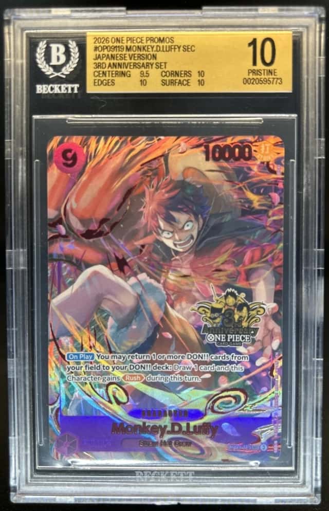 2026 One Piece 3rd Anniversary Japanese Monkey D Luffy #OP09-119 BGS 10