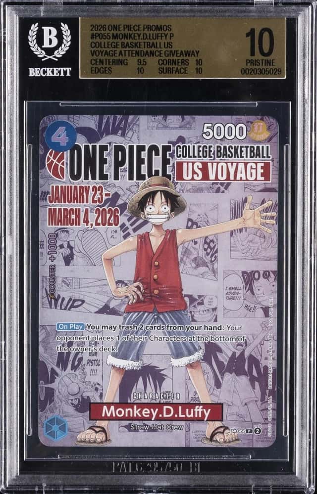2026 ONE PIECE COLLEGE BASKETBALL: US VOYAGE PROMOS #055 MONKEY D. LUFFY BGS 10
