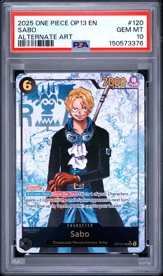 2025 ONE PIECE OP13-CARRYING ON HIS WILL ALTERNATE ART #120 SABO PSA 10