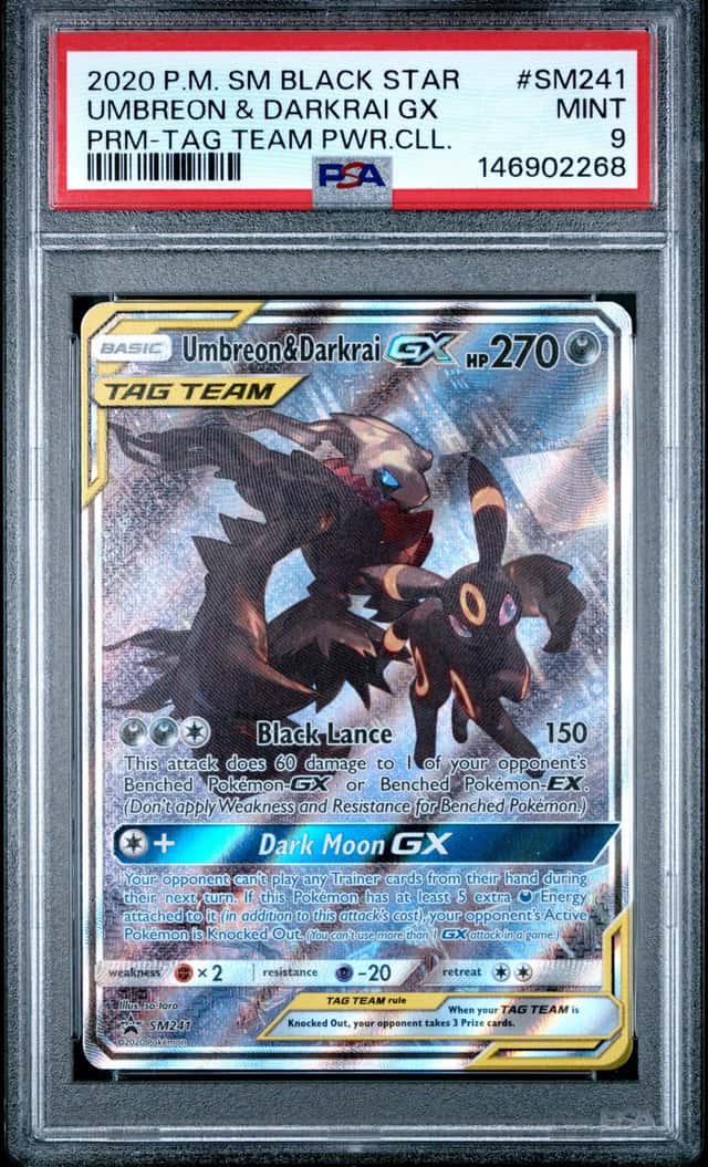 2020 Pokemon SM Black Star Promos Umbreon & Darkrai Tag Team #SM241 PSA 9
