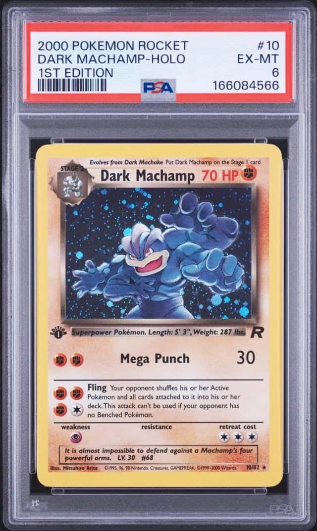 2000 POKEMON ROCKET 1ST EDITION #10 DARK MACHAMP-HOLO PSA 6