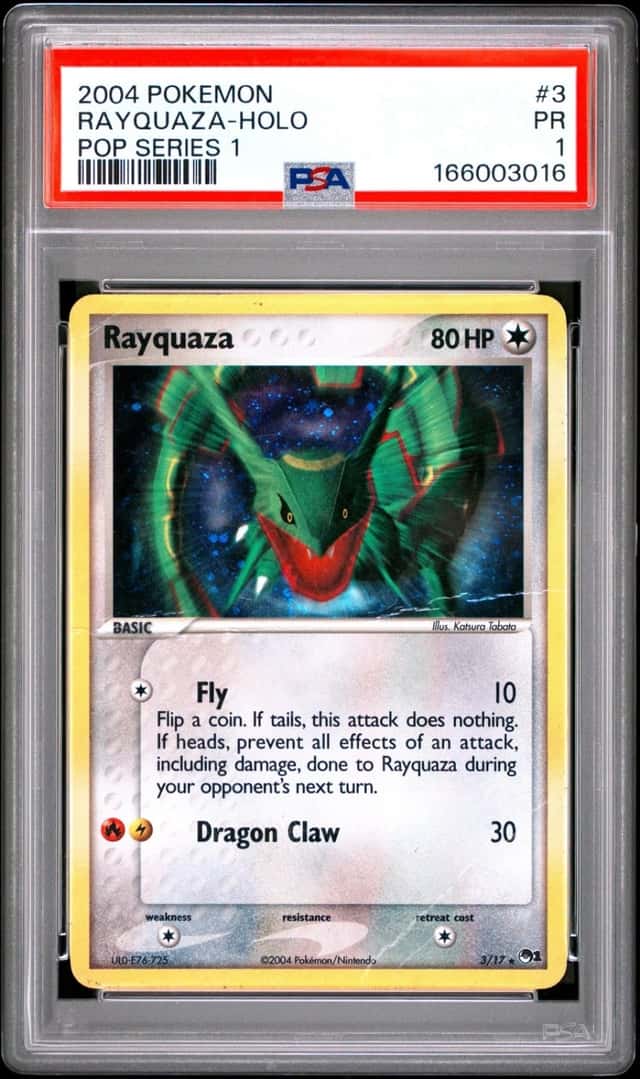 2004 POKEMON POP SERIES 1 #3 RAYQUAZA-HOLO PSA 1
